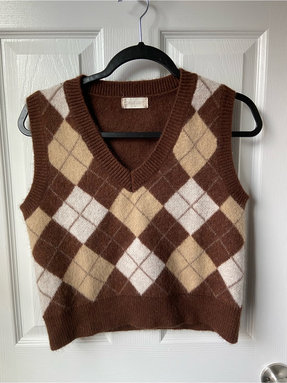 Altar’d State Brown Argyle Knit Sweater Vest